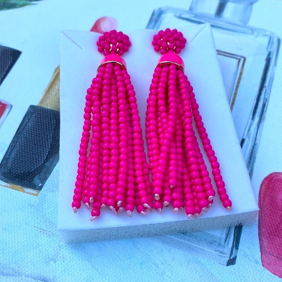 Fashion Jewelry Jewelry - Fuchsia Beaded Tassel Earrings